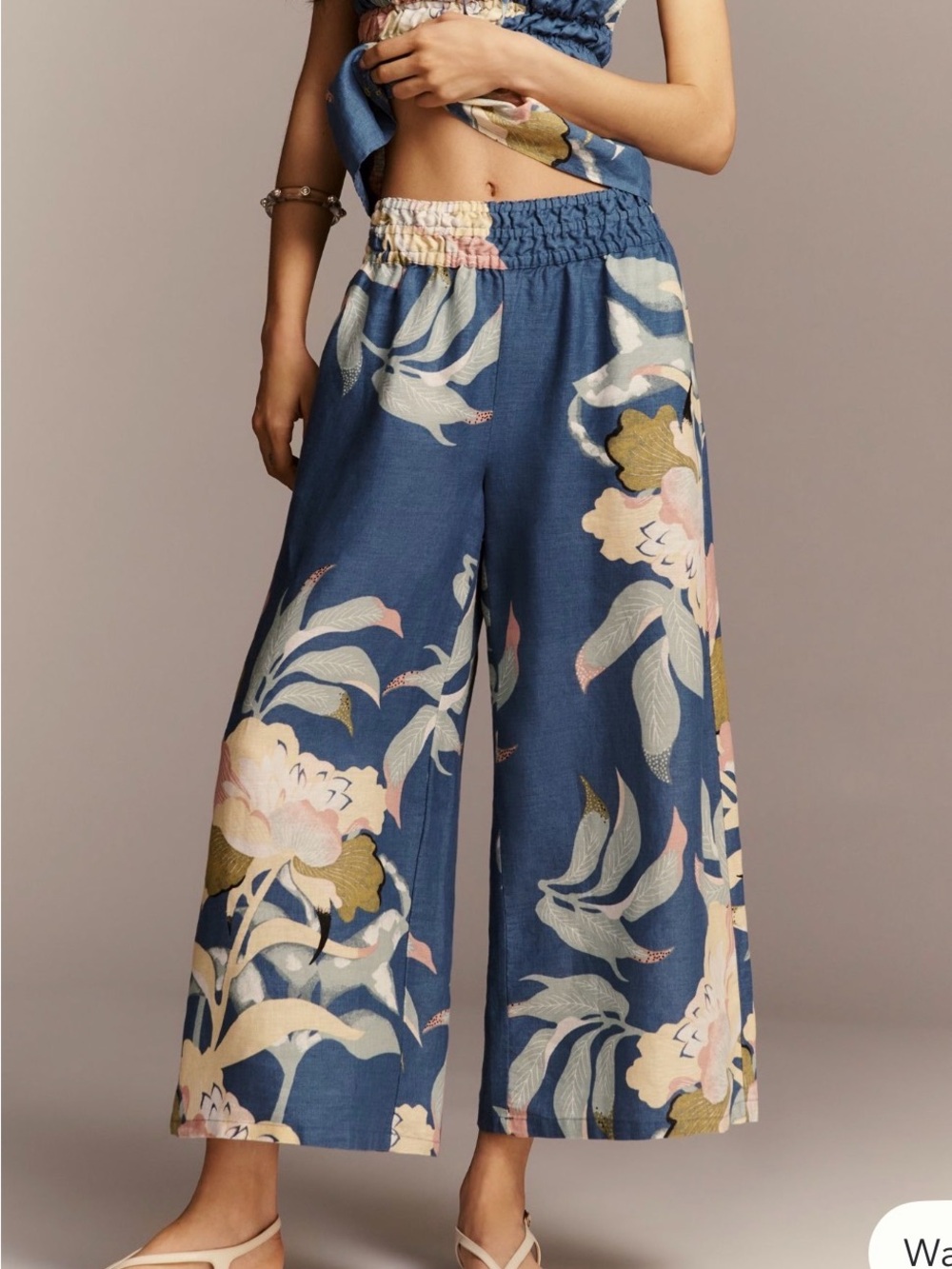 Anthropologie The Somerset Printed-Linen Pull-On Pants Pants